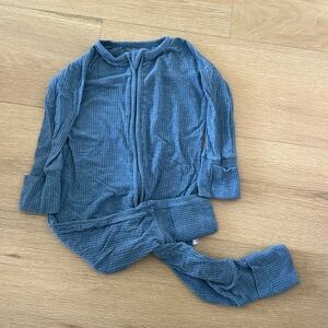 Little Sleepies Zippy, 3-6m, Blue Heathered Ribbed